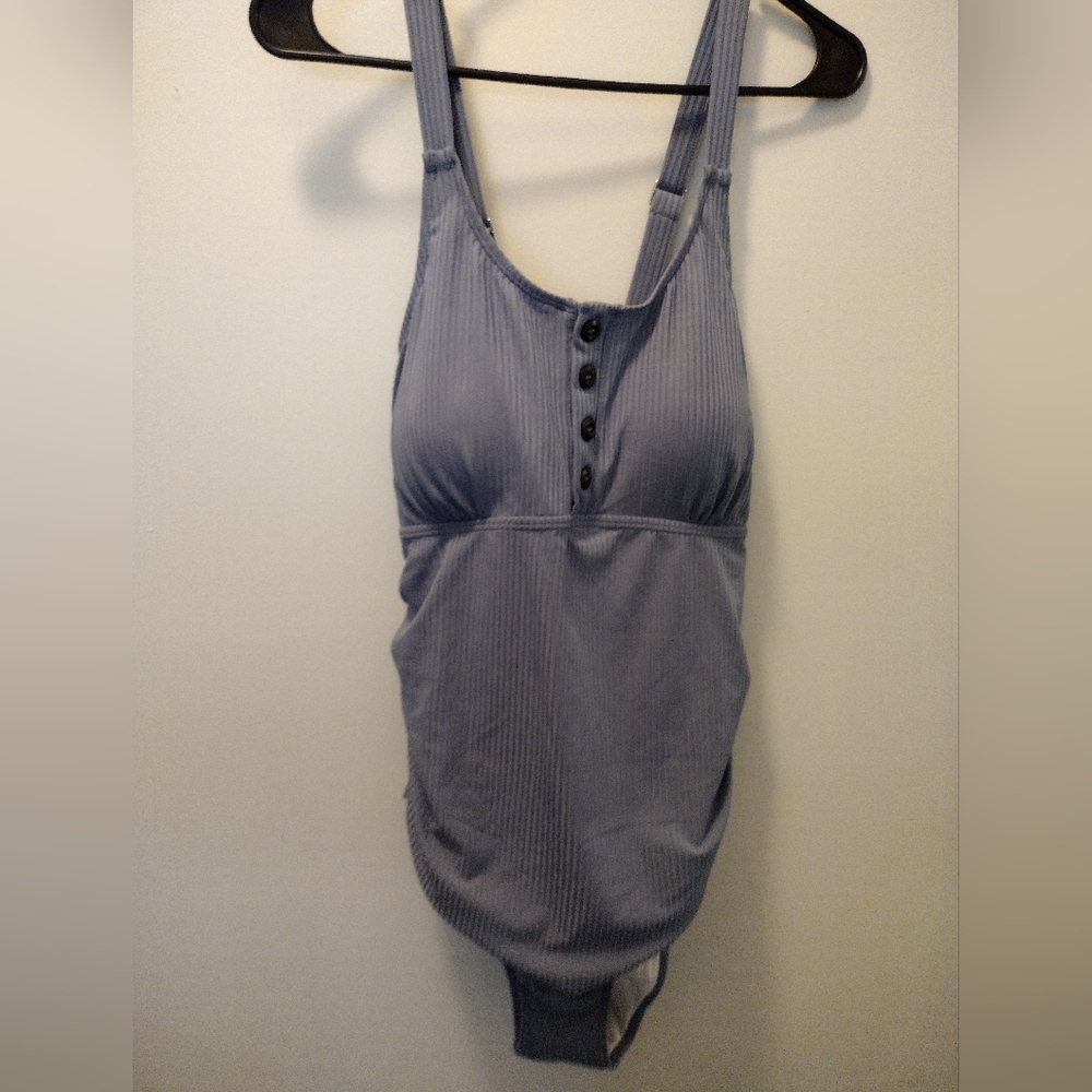 Blue Ribbed One-Piece Swimsuit